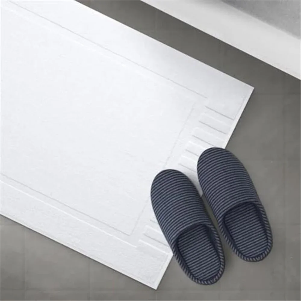 White Bath Mat Set 2 Pack Absorbent Cotton Hotel Spa Shower Tub Floor Mats